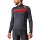 Castelli Men's Puro 3 Jersey FZ Sweatshirt, Dark Gray/RED Reflex, XXL