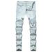 Men s Pants Men s New Tight-fitting Ripped Straight Hip-hop Stretch Motorcycle Denim Trouser Snow Pants Plaid Pajama Pants Men Valentines Day Gifts