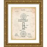 Borders Cole 12x14 Gold Ornate Wood Framed with Double Matting Museum Art Print Titled - PP225-Vintage Parchment Orvis 1874 Fly Fishing Reel Patent Poster