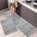 Kitchen Rug Set of 2 Anti-Fatigue Kitchen Mat Non-Slip Absorbent Stain Resistant Kitchen Area Rug Geometric Floral Feet Rugs for Bedroom Boho Runner Rug