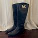 Michael Kors Shoes | Michael Kors Logo Leather Riding Boots 7m | Color: Black/Gold | Size: 7
