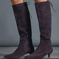 Anthropologie Shoes | Anthropologie Suede Kitten Heel Boots | Color: Purple | Size: 6