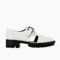 Zara Shoes | Cutout Leather Moccasin W. Track Sole | Color: Black/White | Size: 6.5