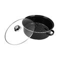 Zerodeko 1 Set Roasted Sweet Potato Pan Roasting Pan with Rack Covered Roaster Non Stick Roasting Tin Stainless Steel Containers with Lids Cast Iron Container Steak Cooking Pot 26c