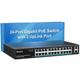 VIMIN 24 Port Gigabit PoE Switch with 2 Uplink Gigabit Ports, 26 Port Unmanaged Ethernet PoE Switch with 320W Power, Support IEEE802.3af/at, VLAN, Metal Housing, 19 inch Rack-Mount, Plug & Play