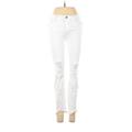 Hidden Jeans Jeans - Mid/Reg Rise Skinny Leg Denim: White Bottoms - Women's Size 26 - Distressed Wash