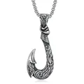 Collier pendentif en forme d'hameçon de poisson Viking rétro pour hommes pendentif en métal