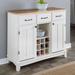 Red Barrel Studio® Natural Wood Top Kitchen Island Sideboard Cabinet Wine Rack In White Wood in Brown/White | 36 H x 17 W x 42 D in | Wayfair