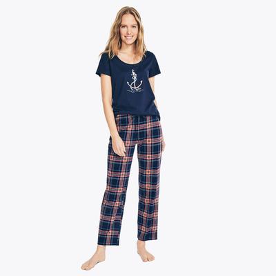 Nautica Women's Plaid Pajama Pant Set Federal Blue, M