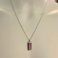 Coach Jewelry | Coach Dusty Pink Enamel Mini Hang Tag Pendant .925 Sterling Silver Necklace | Color: Pink/Silver | Size: Necklace Measures 18” In Length