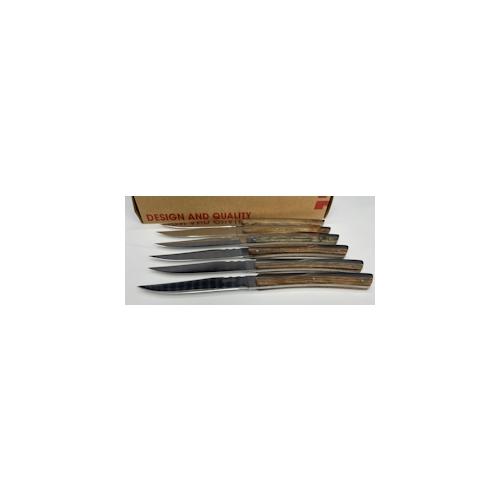 6er Set Comas Steakmesser Holzgriff Edelstahl Grillbesteck K2