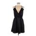 Nine West Casual Dress - Wrap Plunge Sleeveless: Black Solid Dresses - Women's Size 2