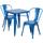 Flash Furniture CH-31330-2-30-BL-GG 23.75'' Square Blue Metal Indoor-Outdoor Table Set with 2 Stack Chairs