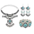 Ensembles de bijoux pour femmes collier boucles d'oreilles pierre bleue noire ensembles de