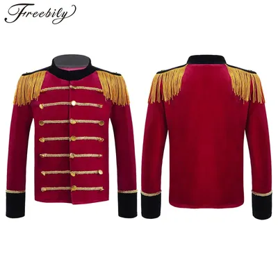 Ringmaster-Manteau en velours à manches longues pour garçons Costume pour enfants Veste rouge