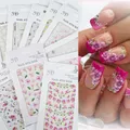 Décalcomanies pour ongles en acrylique 5D fleurs roses en relief décor d'autocollants pour ongles