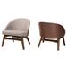 Lovella Mid-Century Modern Grey Fabric and Walnut Brown Finished Wood 2-Piece Accent Chair Set