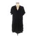 H&M Casual Dress - Shift V Neck Short sleeves: Black Print Dresses - Women's Size 6