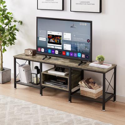 VECELO Large TV Console and TV Cabinet Industrial Entertainment Center for TVs up to 77, TV Stand