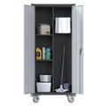 GangMei Metal Rolling Storage Cabinet with Hanging Rod Large Steel Utility Tool Storage Cabinets with 2 Shelves & Locking Doors Garage Cabinets for Tool Storage Assemble Required