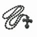 40cm Black Obsidian Stone Cross Necklace Jewelry For Men Pendants Womens H8H5