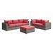 Latitude Run® 6 Piece Sofa Seating Group w/ Cushions Synthetic Wicker/All - Weather Wicker/Wicker/Rattan in Red/Gray | 102 W in | Outdoor Furniture | Wayfair