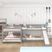 Harriet Bee Gardia Full & Twin Size L-Shaped Bunk Bed w/ Slide & Short Ladder Wood in Gray | 50.7 H x 79.5 W x 134 D in | Wayfair