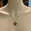 Coach Jewelry | Coach Pink Enamel Heart Pendant .925 Sterling Silver Necklace | Color: Pink/Silver | Size: Necklace Measures 18” In Length