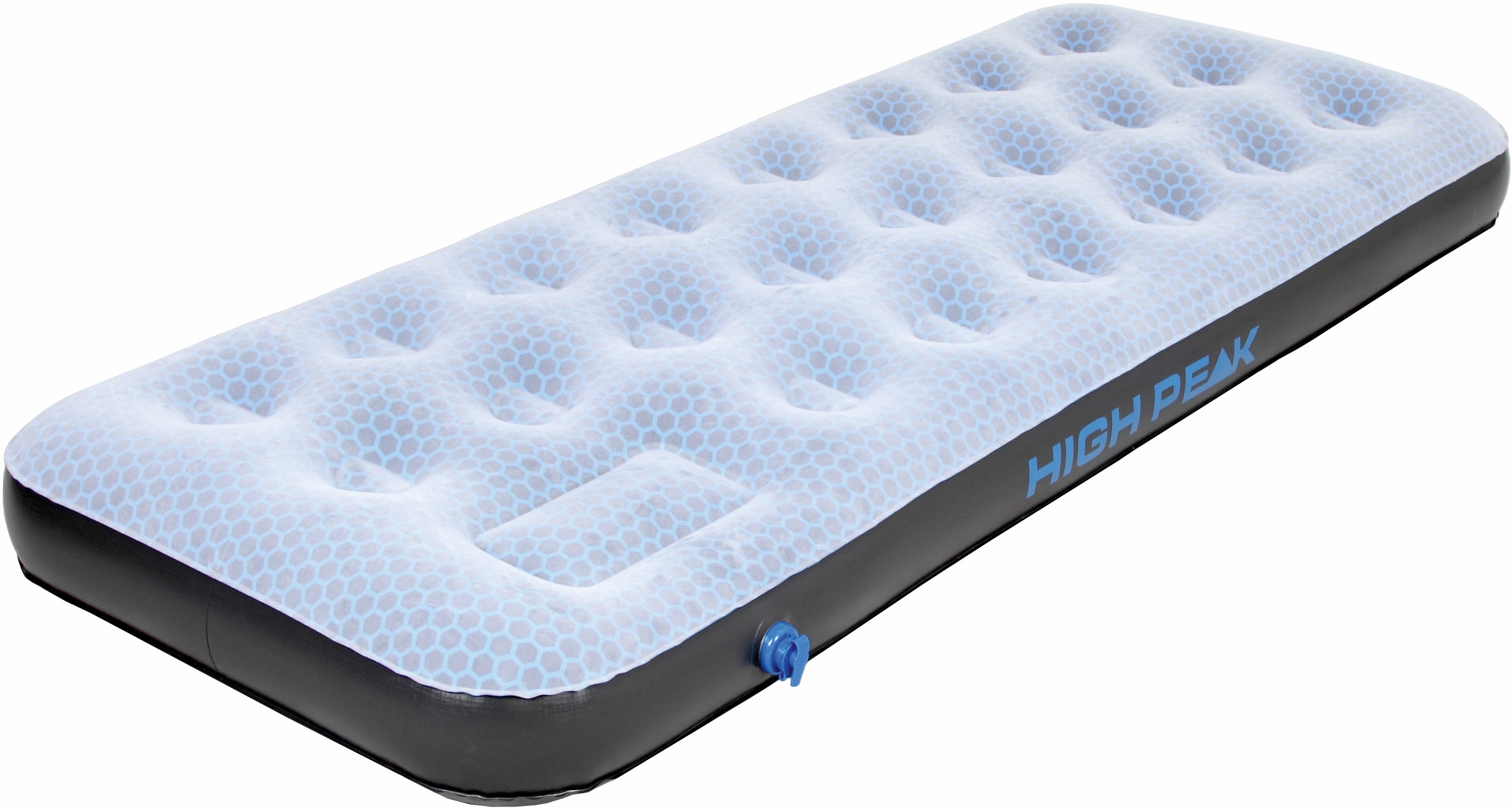 Luftbett HIGH PEAK "Single Comfort Plus", blau (grau, blau, schwarz), Luftbetten, Kinder, B/H/L: 74cm x 20cm x 185cm, Materialmix, B:74cm H:20cm L:185cm