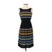 Ann Taylor LOFT Casual Dress - Fit & Flare: Black Stripes Dresses - Women's Size 2X-Small Petite