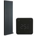 Milano Aruba Ardus - 2300W Anthracite Double Panel Dry Heat Vertical Electric Radiator with Wi-Fi Thermostat - 1784mm x 472mm
