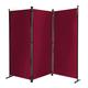 QUICK STAR Paravent 170 x 165 cm Fabric Room Devider Garden 3-Part Patrition Wall Foldable Balcony Privacy Screen Ruby Red