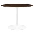 Everly Quinn Lippa 40" Round Wood Grain Dining Table in White Metal in Brown | 28.5 H x 40 W x 40 D in | Wayfair 6C23417FA52B41E58C80A91C76D25414