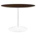 Everly Quinn Lippa 40" Round Wood Grain Dining Table in White Metal in Brown | 28.5 H x 40 W x 40 D in | Wayfair 6C23417FA52B41E58C80A91C76D25414