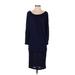 Michael Kors Collection Casual Dress Boatneck Long sleeves: Blue Solid Dresses - Women's Size 2