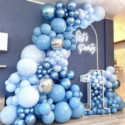 Ballons Macaron bleu chromé argent 162 pièces Kit guirlande en arc Globos en Latex fournitures