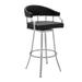 HomeRoots 40" Black Faux Leather And Iron Swivel Low Back Bar Height Chair - 21 x 40 x 21