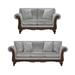 Roundhill Furniture Hernen Carved Wood Frame Gray Sofa and Loveseat Set