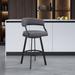 Dione Swivel Bar/Counter Stool in Black or Gray Faux Leather and Metal