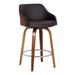 HomeRoots 26" Brown Swivel Faux Leather Walnut Wooden Bar Stool - 19.5 x 35 x 20.5