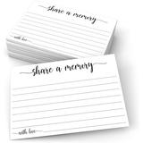 321Done Share a Memory Card (50 Cards) 4x6 - for Celebration of Life Birthday Anniversary Memorial Funeral Graduation Bridal Shower Game - Made in USA - White