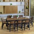 Inval Madeira 8-Seat Patio Dining Table and Armchair Set in Black/Teak Brown