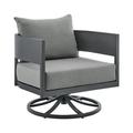 Argiope Outdoor Patio Swivel Rocking Chair in Grey Aluminum with Cushions