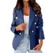 YFPWM Blazer Jackets for Women Fall Casual Sweatshirt Gym Jacket Business Long Sleeve Cardigan Top Jacket Coat Outwear Blue L