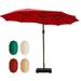 Aoodor 15 ft. Double Sided Patio Umbrella with Base Stand - Wine Red