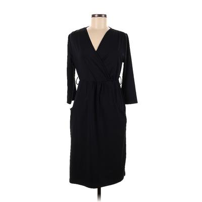 Sammy Casual Dress - Party V Neck 3/4 sleeves: Black Solid Dresses - Women's Size Medium