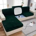 Soft Velvet Sofa Seat Cushion Cover - Stretch Non-Slip Sofa Cover Couch Cushion Covers for Sectional Sofa L Shape Sofa Cushion Slipcover Furniture Protection (Dark Green Large Single Seat Cover)