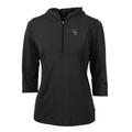 Women's Cutter & Buck Black Colorado Rockies Virtue Eco Pique 3/4 Sleeve Half-Zip Pullover Hoodie