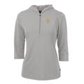 Women's Cutter & Buck Gray San Diego Padres Virtue Eco Pique 3/4 Sleeve Half-Zip Pullover Hoodie