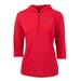 Women's Cutter & Buck Red Washington Nationals Virtue Eco Pique 3/4 Sleeve Half-Zip Pullover Hoodie